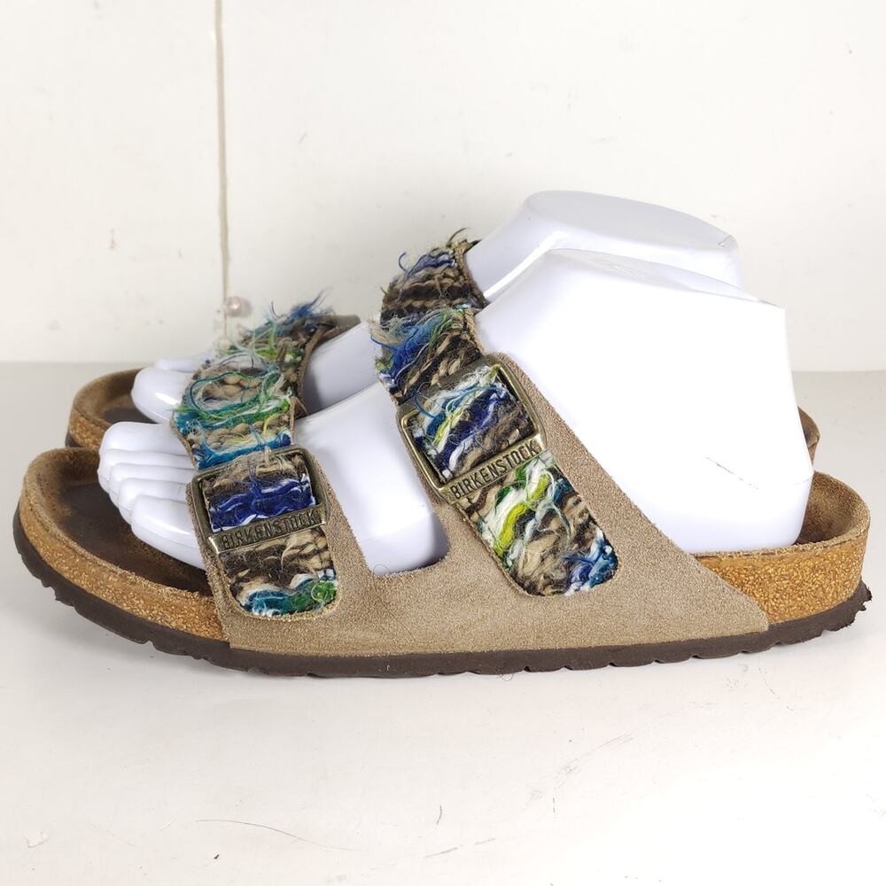 BIRKENSTOCK Women's Arizona 39 US8 Multicolor Suede Wool 2 Straps Slide Sandals - Picture 2 of 16